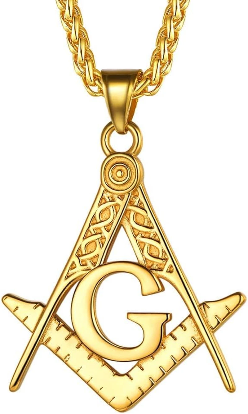 Freemason Compass Symbol 18K Gold Plated Necklace