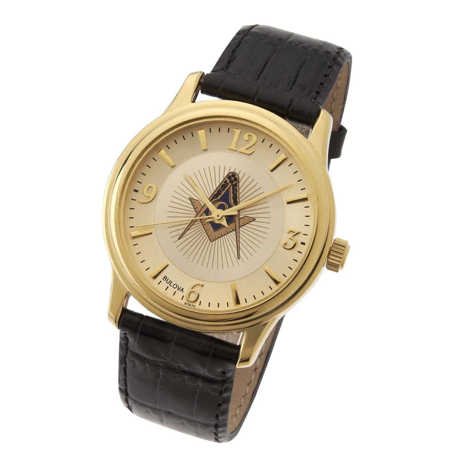 Symbolic Gold Finished Bulova Masonic Blue Lodge Watch